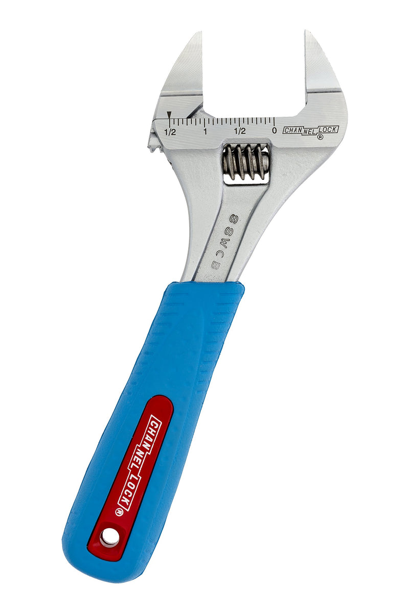 Channellock 8SWCB Slim Jaw 8-Inch WideAzz Adjustable Wrench | 1.5-Inch Jaw Capacity | Precise Design Grips in Tight Spaces | Measurement Scales for Easy Sizing of Diameters | CODE BLUE Comfort Grip - NewNest Australia