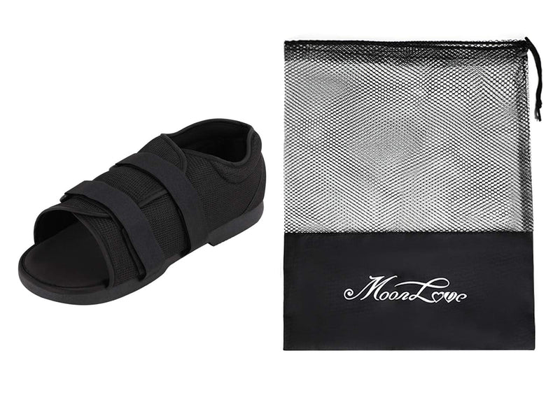 Unisex Plaster Shoes with Velcro Fastener Postoperative Rehabilitation Shoes Stabilizing Postoperative Fixation Shoes Breathable Wide Opening Shoe Fracture Shoe for Swollen Feet, Bone Fractures Black MM (28 cm x 10.5 cm) - NewNest Australia