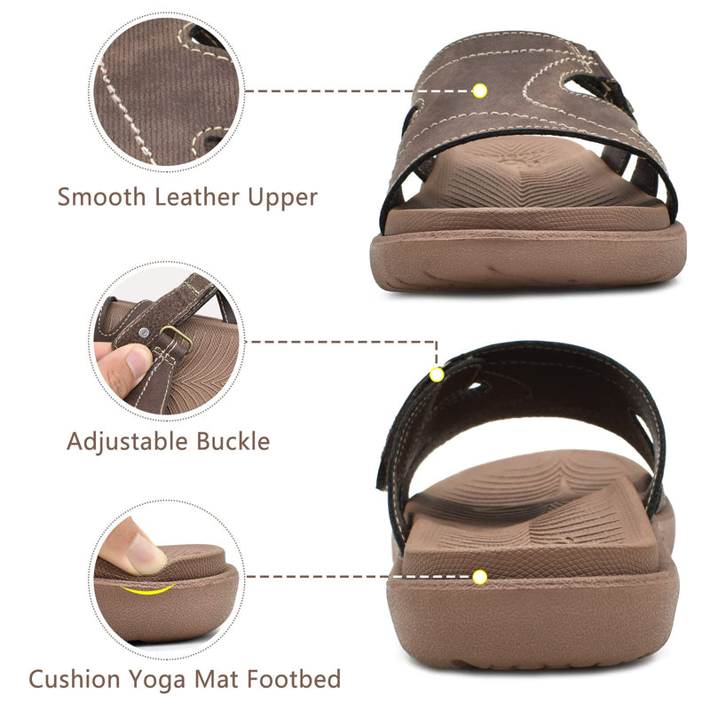 KuaiLu Womens Fashion Orthotic Slides Ladies Lightweight Athletic Yoga Mat Sandals Slip On Thick Cushion Slippers Sandals With Comfortable Plantar Fasciitis Arch Support 5.5 UK Brown - NewNest Australia
