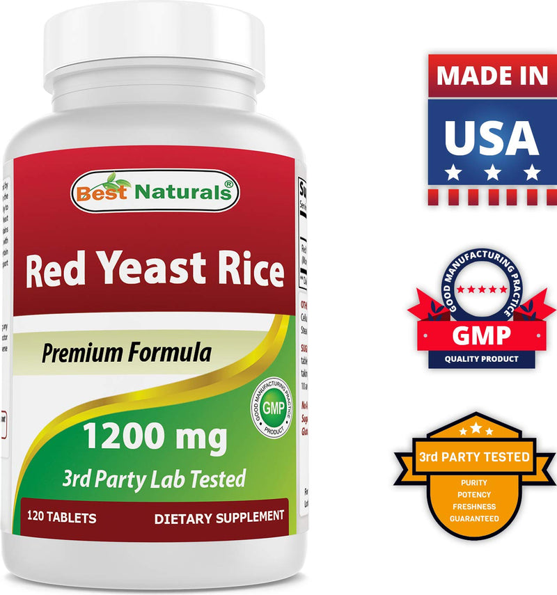 Best Naturals Red Yeast Rice Cholesterol Support 1200 mg (Non-GMO) 120 Tablets 120 Count (Pack of 1) - NewNest Australia