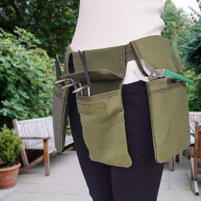 Gardening Tool Belt Bag - Canvas Waist Tool Apron Organizer Hanging Pouch with 4 Pockets, Waterproof - NewNest Australia