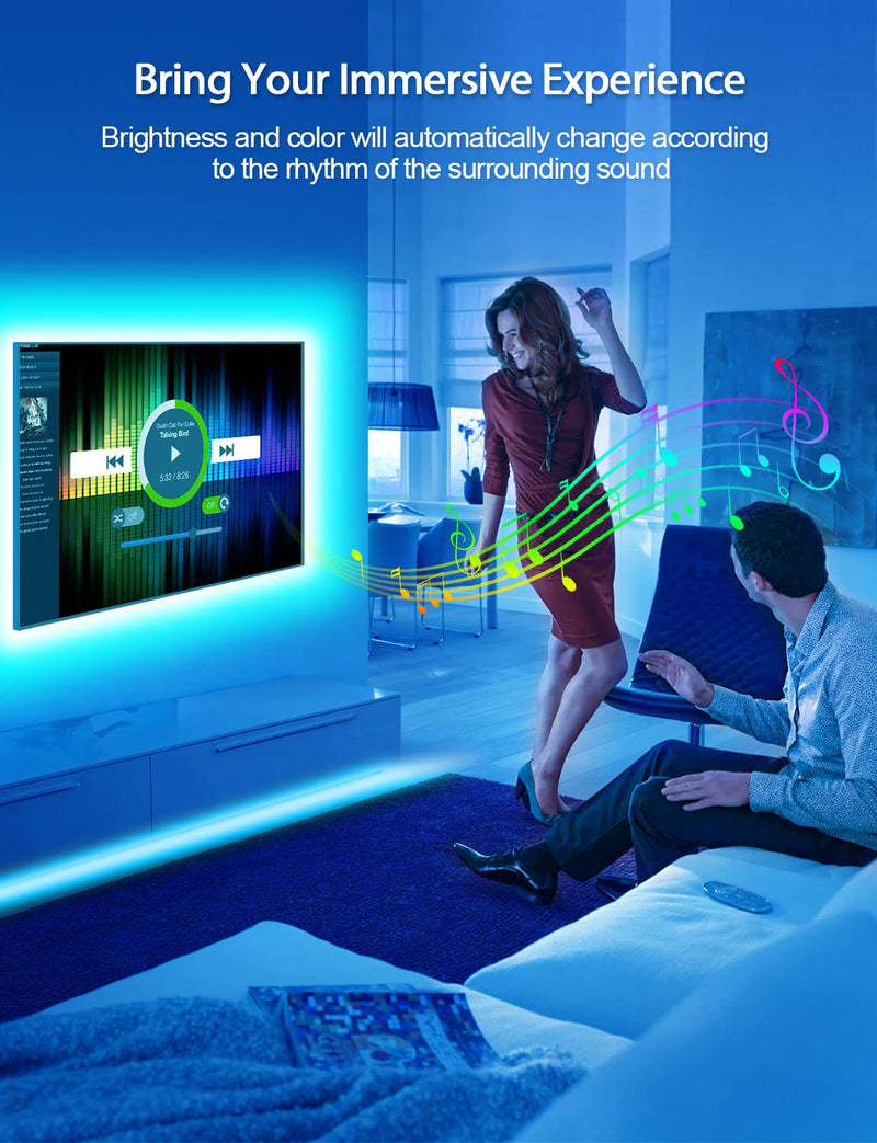 LED Lights for TV Led Backlight, 13.1ft RGB Led Strip Lights for TV Behind, MATICOD USB Led Light Strip for 45-75in TV with Bluetooth Smart App Remote Control Music Sync, RGB 5050 Multicolor - NewNest Australia
