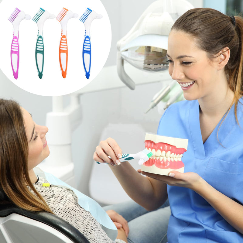 Pack of 4 toothbrushes, false teeth brush, toothbrush, denture toothbrushes cleaning brush, denture brush with soft bristles, double-head toothbrushes for cleaning artificial teeth - NewNest Australia
