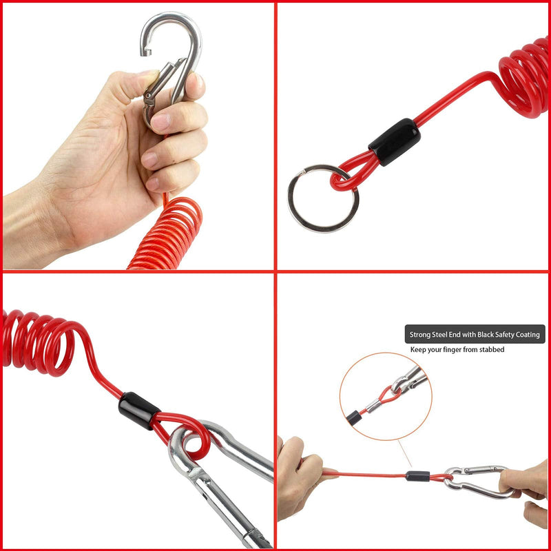 2Pcs Breakaway Trailer Cable, Trailer Brake Cable, RV Stainless Steel Spring Towing Coiled Wire, Heavy Duty Steel Wire Extend to 4ft Coiled Safety Cables Strap for RV Towing Trailer - NewNest Australia
