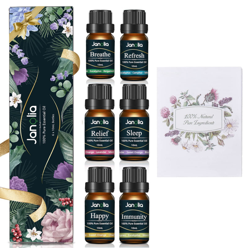 Janolia Essential Oils Set, Upgrade Package, Pure Natural Fragrance Oils Set for Diffuser, Relaxation, Sleep, Ideal Room - NewNest Australia