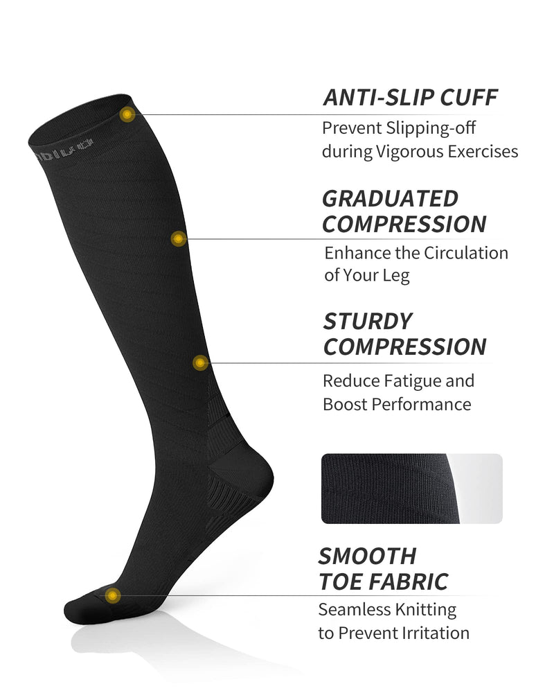 CAMBIVO compression stockings for men and women, 2 pairs, compression socks, support stockings for running, sports, flights, travel, cycling, L-XL, black - NewNest Australia