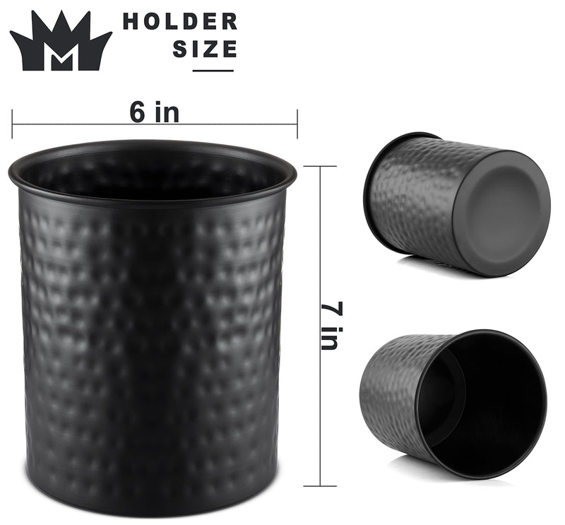 Monarch Abode Matte Black Hand Hammered Kitchen Utensil Holder Crock, Large, 19177 - NewNest Australia