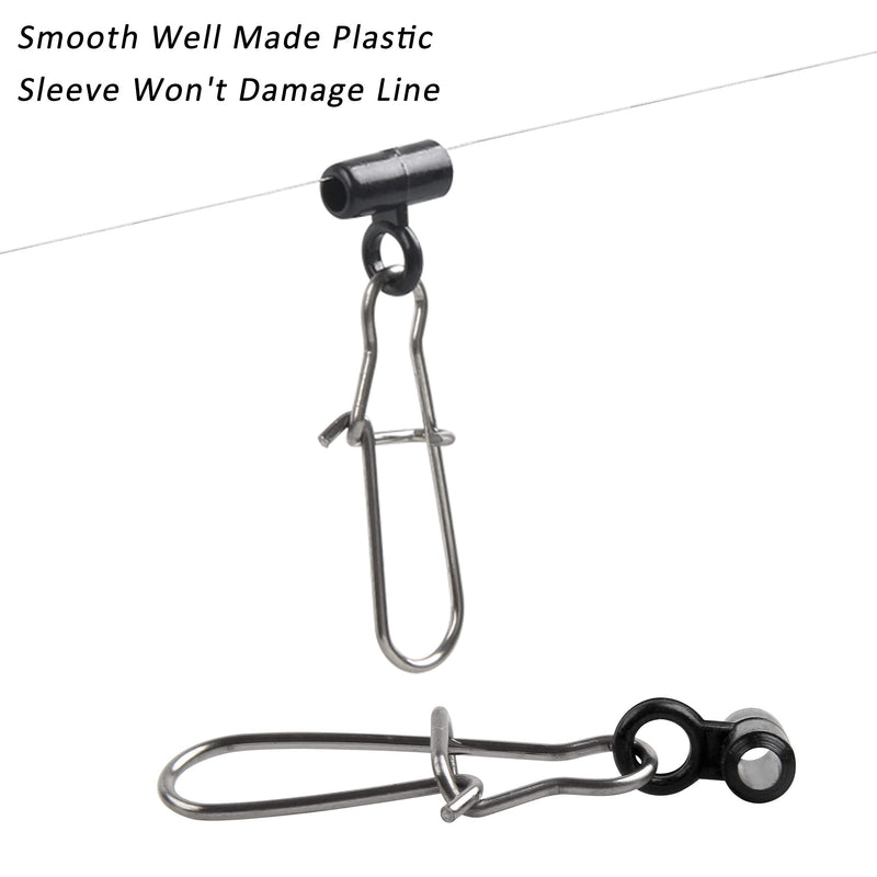 FUSIGO Fishing Line Sinker Sliders Duo Lock Snaps, 25pcs High Strength Fishing Sinker Slides with Hooked Snap Fishing Line Connector for Saltwater Fishing Tackle Black - NewNest Australia