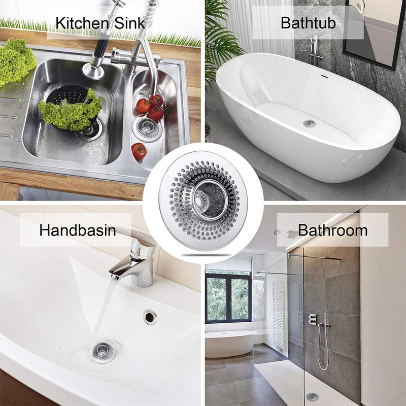 MFTEK Drain Hair Catcher Tub Drain Protector, Stainless Steel Bathtub Shower Drain Hair Stopper Strainer Trap for Shower Bathroom Sink to Catch Hair - NewNest Australia