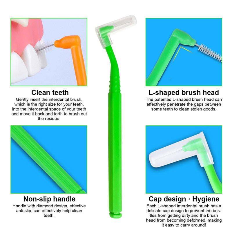 SKHAOVS Pack of 40 interdental brushes, push pull interdental brush, L-shaped interdental brushes, interdental cleaner brush with non-slip handle, oral care (5 colors) 5 colors - NewNest Australia