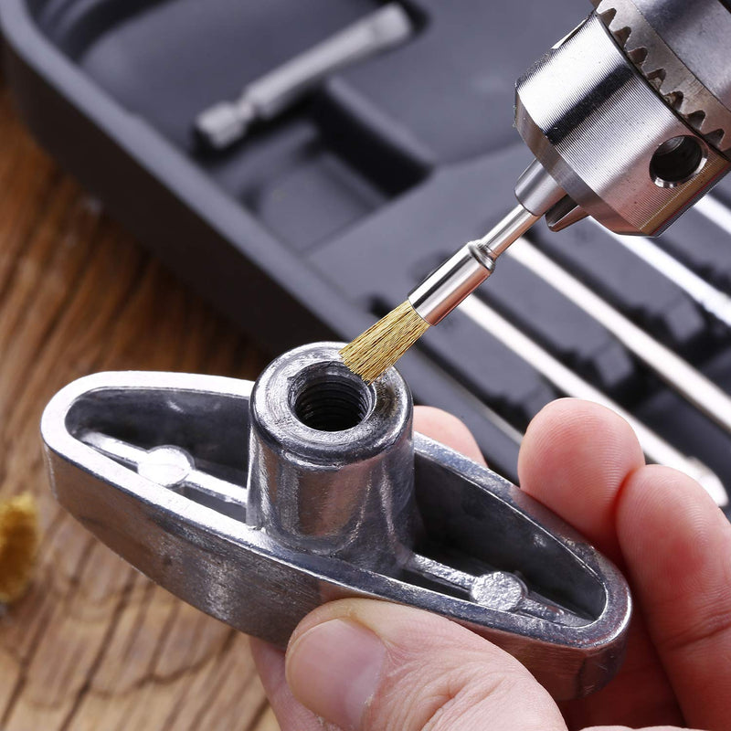 45 Pieces Brass Wire Brushes Wheel Cup Pen Brush Set Polishing Attachment Kit for Dremel Grinder Rotary Tools (Gold) 45Pcs Gold - NewNest Australia