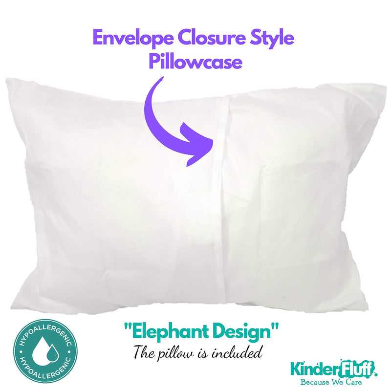 Kinder Fluff Toddler Pillow with Pillowcase Elephant Design -100% Soft Cotton Shell & Premium Down Alternative Fill. 13"x18" Durable, Hypoallergenic & Machine Washable. Baby Pillow & Case for baby,kid - NewNest Australia