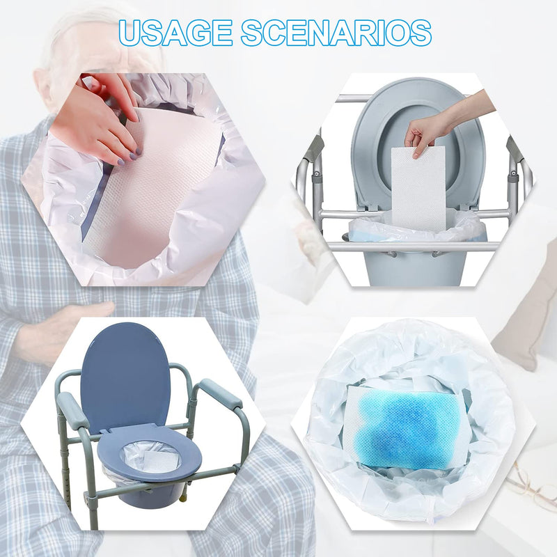 Pack Of 90 Disposable Toilet Liners With 60 Incontinence Pads, Bucket Liners For Hospital & Home, Portable Waste Bags For Commode Channel Changing Mat Animal Pad To Use - NewNest Australia