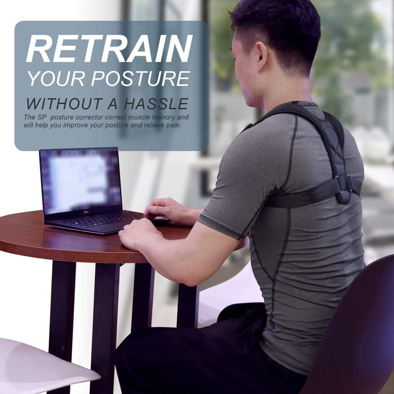 Posture Corrector for Men and Women, upper Back Brace, Clavicle Spine support, Adjustable Back Straightener and Providing Pain Relief from Neck, Back & Shoulder Fits Size M-L (20-48 In) - NewNest Australia