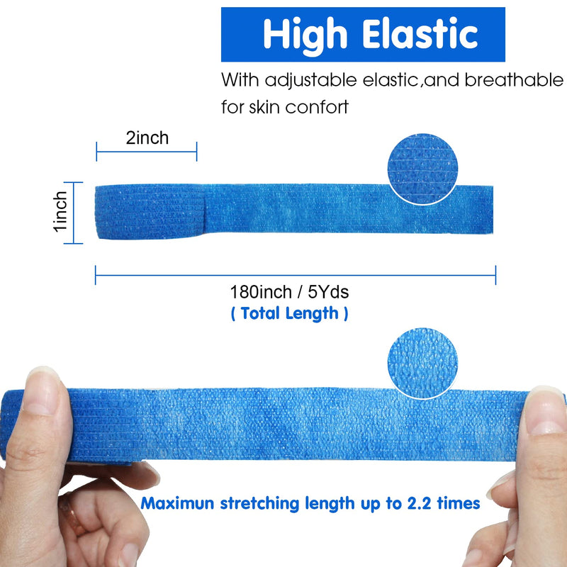 Comomed Cohesive Bandage Fixation Bandage Self-Adhesive Elastic 2.5 Cm Wide X 4.5 M Stretchy Wound Bandage Hand Elf Knee Foot Jointed Finger Bandage Plaster Bandage Blue Pack Of 12 - NewNest Australia