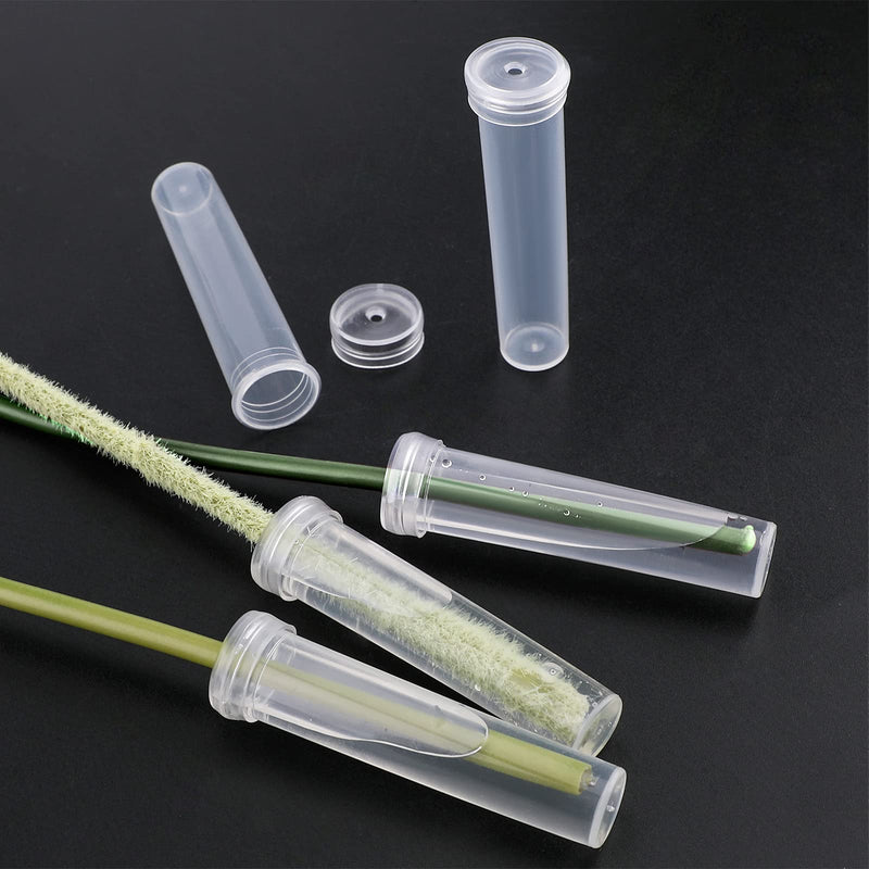 AIEX 48pcs Floral Water Tubes Reusable Plastic Flower Tubes with Silicone Cap for Flowers Plants 7.2x1.8cm/2.8x0.7inch(White Clear) - NewNest Australia