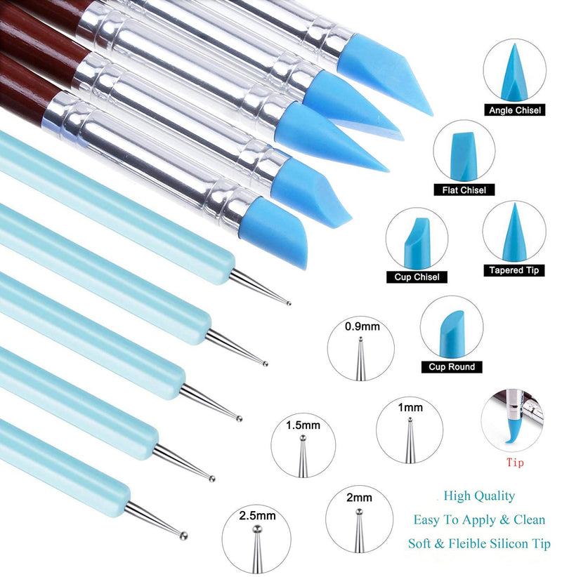 Yagugu Silicone Clay Sculpting Tool - 10Pcs Modeling Dotting Tool for Pottery Craft, Rock, Nail, Blending, Drawing - NewNest Australia