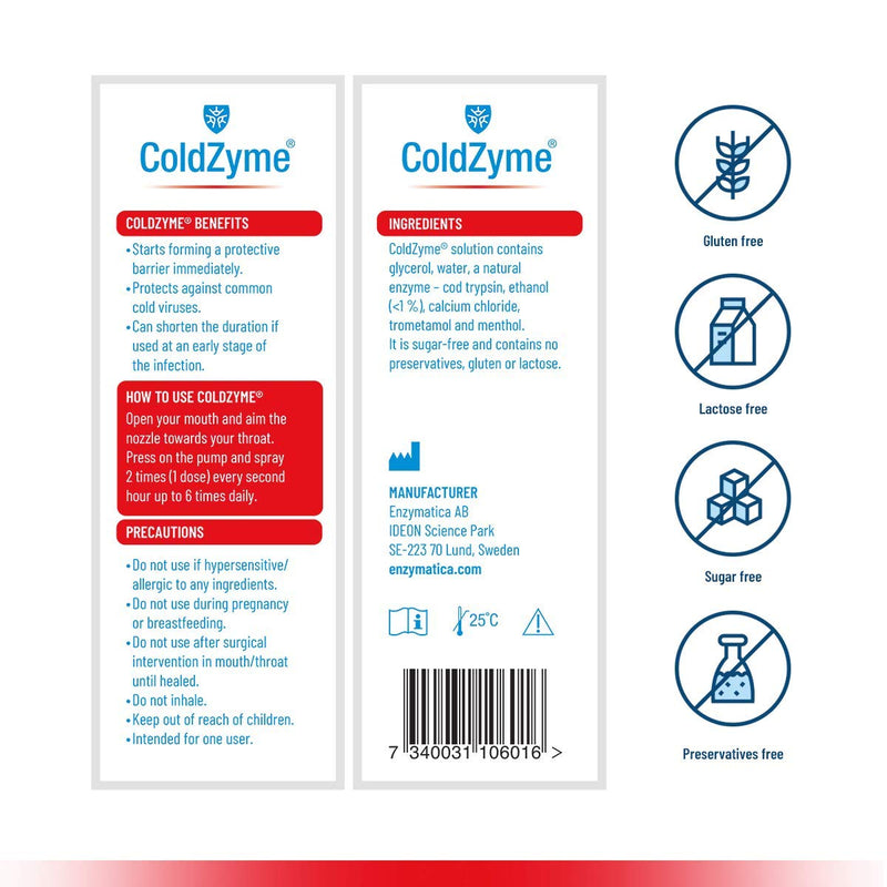 ColdZyme Mouth & Throat Spray (Not Nasal Spray) - Cold Virus Treatment & Symptom Relief - Use at First Signs of a Cold - Menthol Flavour 20ml 20 ml (Pack of 1) - NewNest Australia