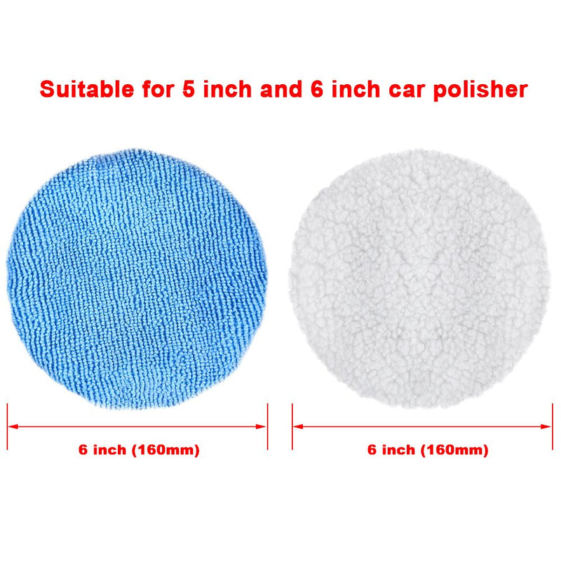 SIQUK 12 Packs Car Polisher Pad Bonnet Set (5 to 6 Inches) Including 10 Packs Microfiber Car Polishing Bonnet and 2 Packs Waxing Bonnet for Car Polisher 12 Pieces - NewNest Australia