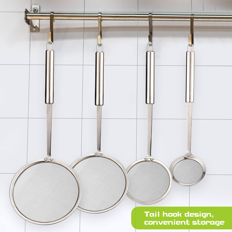 Hot Pot Fat Skimmer Spoon 4 Pieces Fine Mesh Strainer 201 Stainless Steel Strainer Sliver Spoon Strainer Fat Colander Spoon Oil Skimmer Ladle for Cooking Skimming Grease,gravy and Foam - NewNest Australia