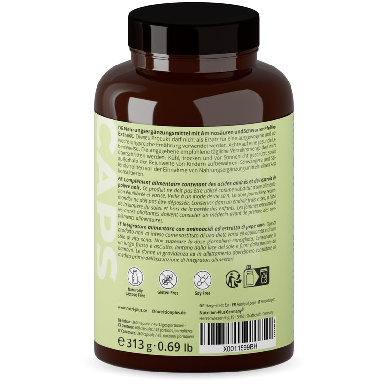 EAA capsules vegan & high dosage - 360 mega caps of 750 mg each - 8 essential amino acids - EAAs 6000 (essential amino capsules) - protein capsules - amino supplement - amino acid complex 360 pieces (pack of 1) - NewNest Australia