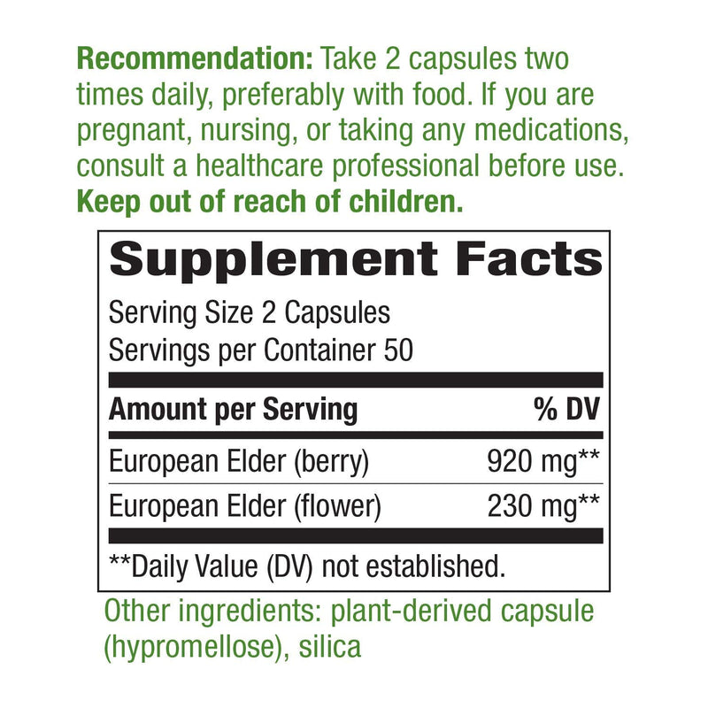 Nature's Way Black Elderberry, 1,150 mg per serving, 100 VCaps (Packaging May Vary) - NewNest Australia