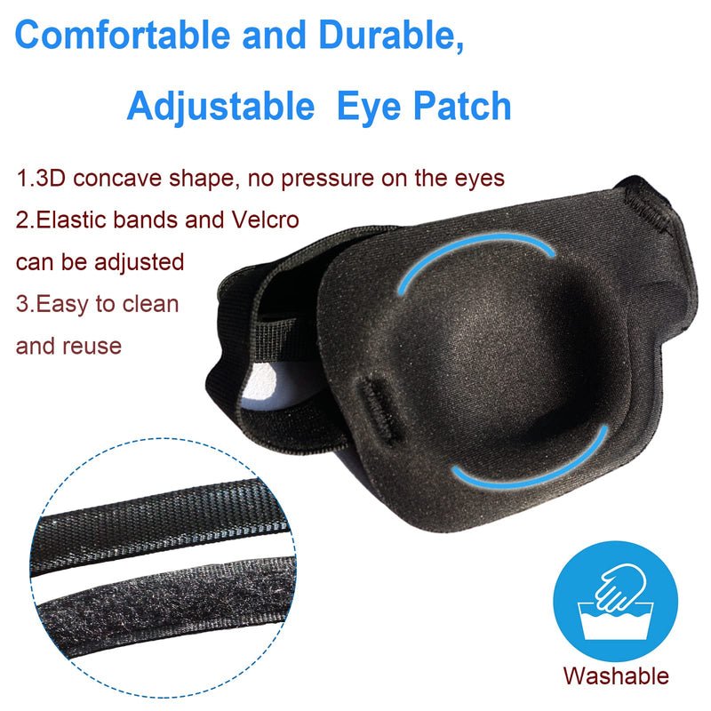 RIKEYO 2Pcs 3D Eye Patches for Adults, Adjustable Medical Eyepatch for Lazy Eye,Large Black(Right Eye) - NewNest Australia