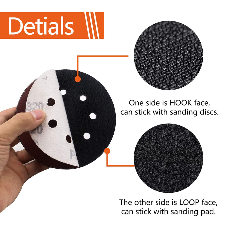 Tshya 5 Pcs 5 inch 8 Holes Hook and Loop Backing Sponge Pad Soft Density Interface Pads Buffer Backing Cushion with 30 Pcs 5 inch Sanding Discs Include 100/150/180/240/320/400 Grit - NewNest Australia