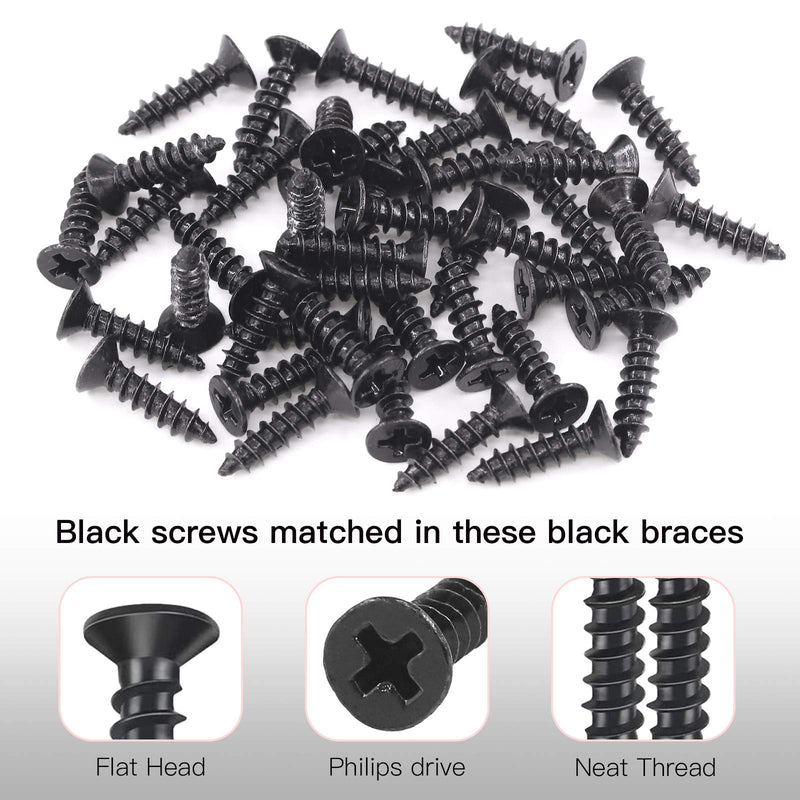 Hilitchi Straight Bracket Stainless Steel Black Straight Corner Braces Straight Flat Brace Mending Repair Flat Plates with Screw (100mm, 15 Pack) 100MM - NewNest Australia