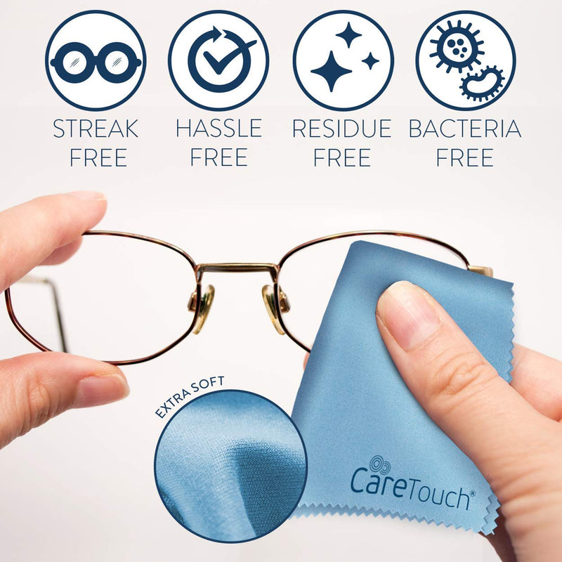 Care Touch Microfiber Cleaning Cloths, 6 Pack - Cleans Glasses, Lenses, Phones, Screens, Other Delicate Surfaces - Large Lint Free Microfiber Cloths - 6"x7" (Blue) Blue - NewNest Australia