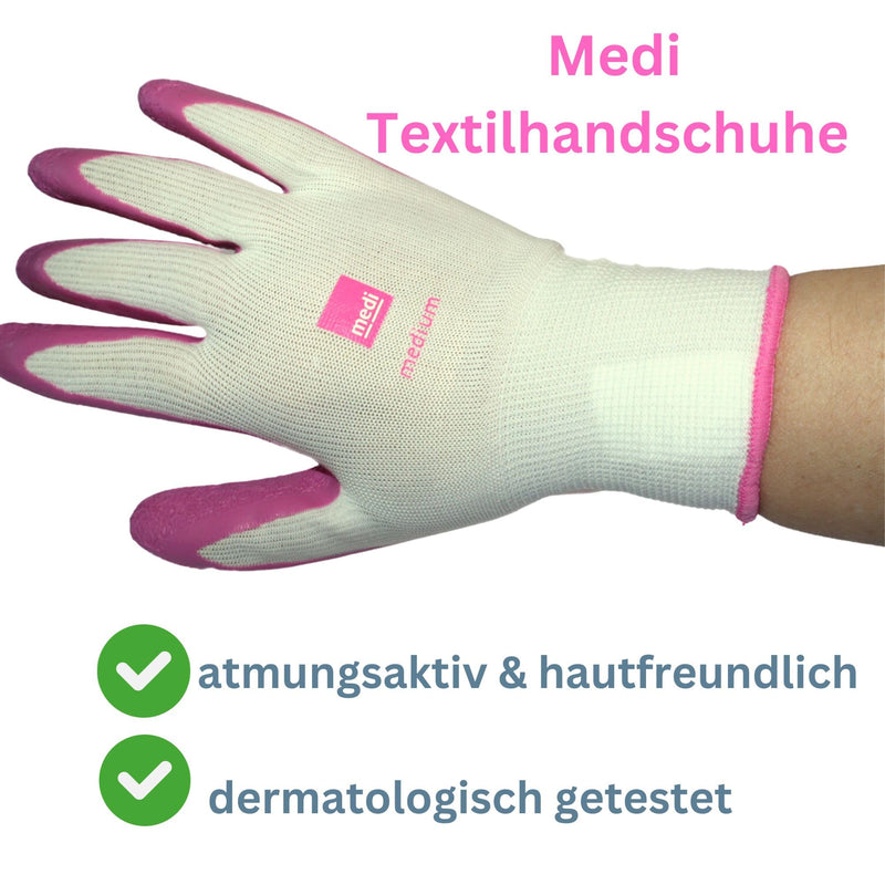 Medi textile gloves (pair) for easy application of compression stockings including Olanmarp laundry net - easy to use (gloves size L) gloves size. L - NewNest Australia