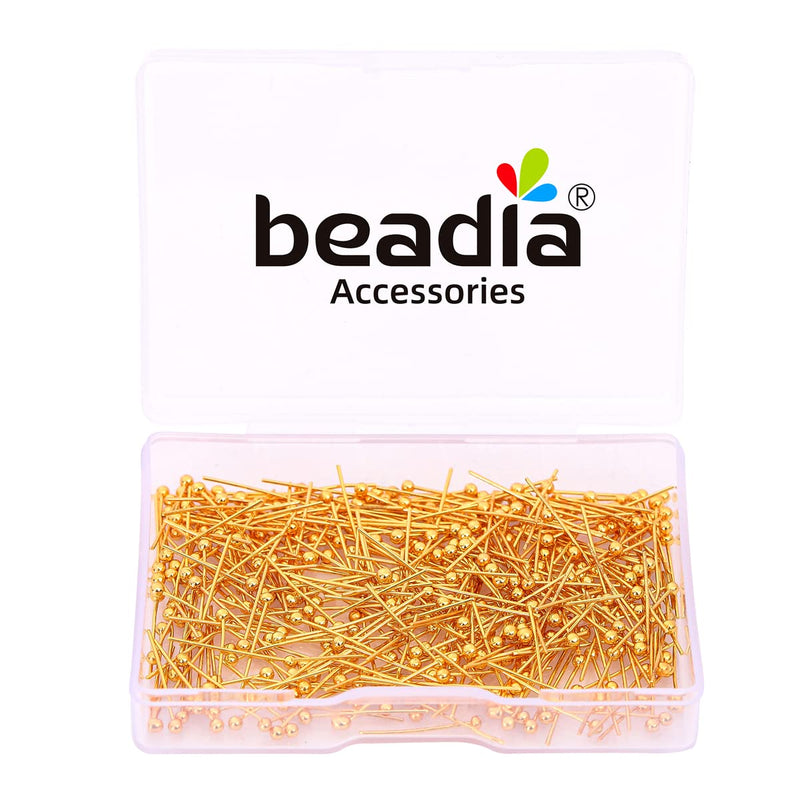 BEADIA 18K Gold Plated Ball Head Pins 16mm 400pcs for Jewelry Making Findings 16x0.5mm - NewNest Australia