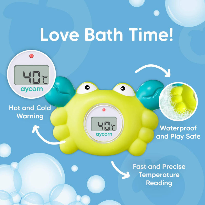 Aycorn Digital Baby Bath Thermometer Baby Safety - Fahrenheit Water Temperature Thermometer & Room Thermometer with LED Display and Temperature Warning - Infant Baby Bath Toys Floating Toy Thermometer - NewNest Australia
