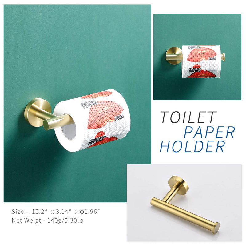 HILFA Premium SUS304 Stainless Steel Toilet Paper Holder Wall Mounted Rustproof Toilet Tissue Roll Holder for Bathroom,Brushed Gold,102-BG Brushed Gold - NewNest Australia