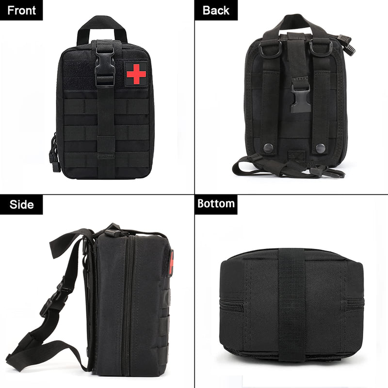 Yuandiann Military Tactical First Aid Bag With Purse, First Aid Ifak Bag Survival Kit Molle Emergency Bag Medical Bum Bag For Hiking Cycling Camping, Black, 15Cm X 10Cm X 20.5Cm / 5.905"L X 3.937"W X 8.07"H, Money Belt - NewNest Australia