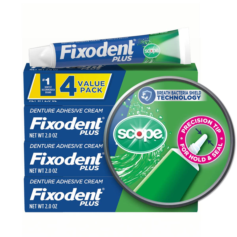 Fixodent Plus Scope Secure Denture Adhesive 2.0oz (Pack of 4) eComm - NewNest Australia