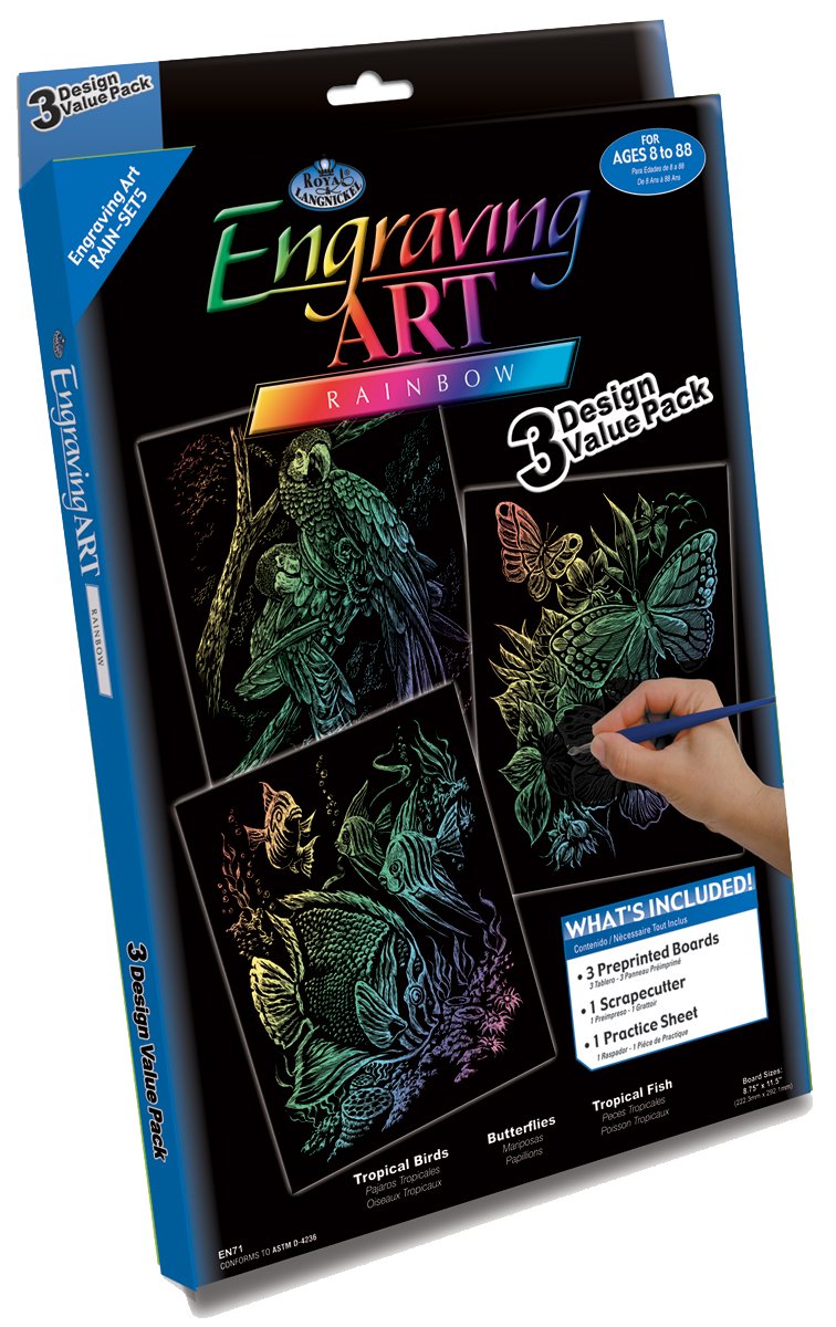 Royal and Langnickel Engraving Art 3 Design Value Pack, Rainbow - NewNest Australia