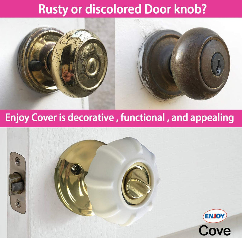 New Enjoy Cover - Door Knob Cover Grips Non Slip Arthritis & Senior Living Aids Grippy Easy Open Decorative. Simple Functional Effective Solution- 4 Pack (White, Cove) - NewNest Australia