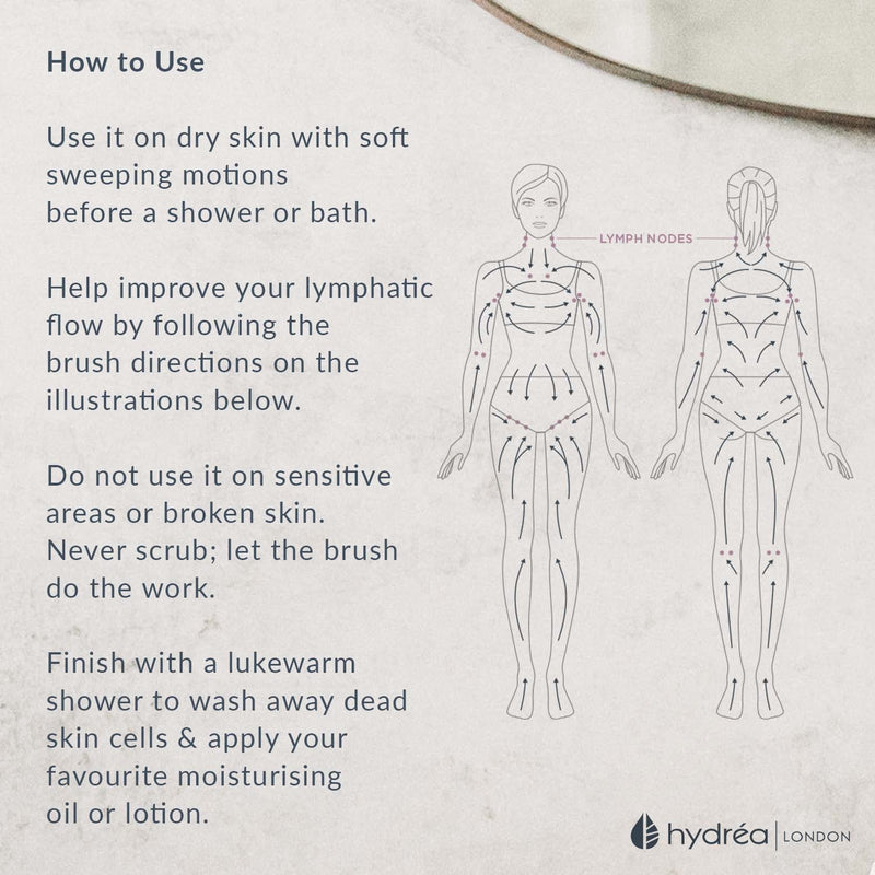 Hydrea London Body Brush - Exfoliating Dry Scrubber, Cellulite Remover, & Skin Exfoliator, Helps Improve Lymphatic Flow - 100% Vegan, FSC® Certified Beechwood, & Natural Cactus Bristle Body Brush Only - NewNest Australia