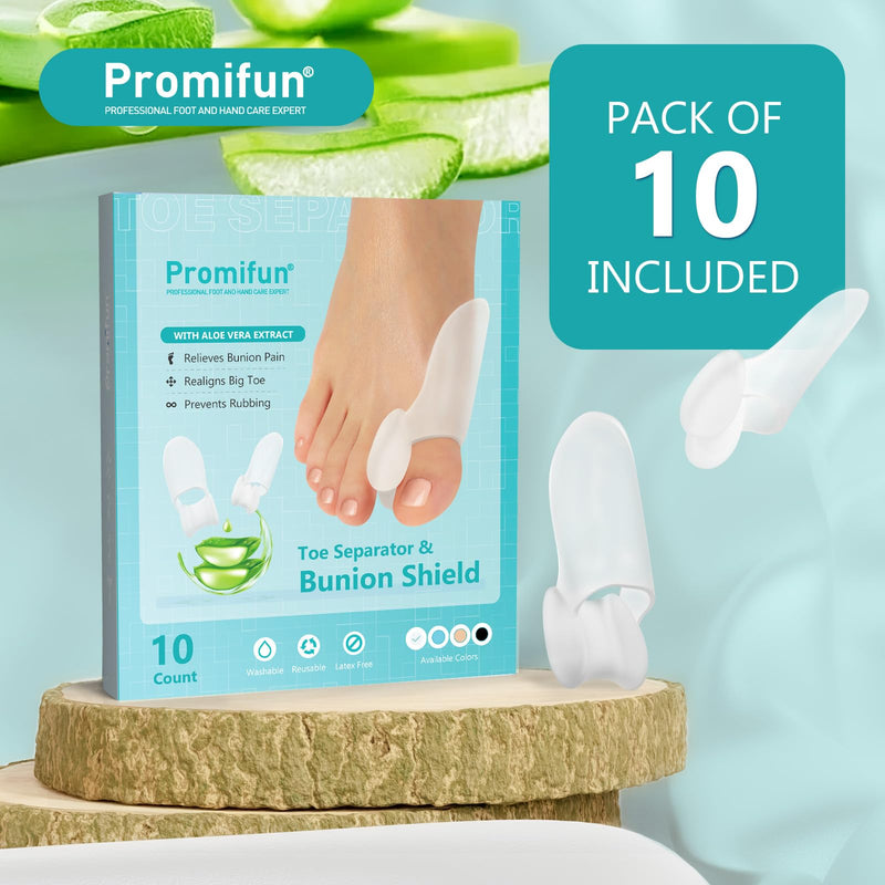 Promifun Bunion Pillow Protectors, 10 Pack Aloe Vera Extract Enriched Bunion Corrector With Separator, Relieves Calluses, Relieves Foot Pain From Friction - Clear - NewNest Australia