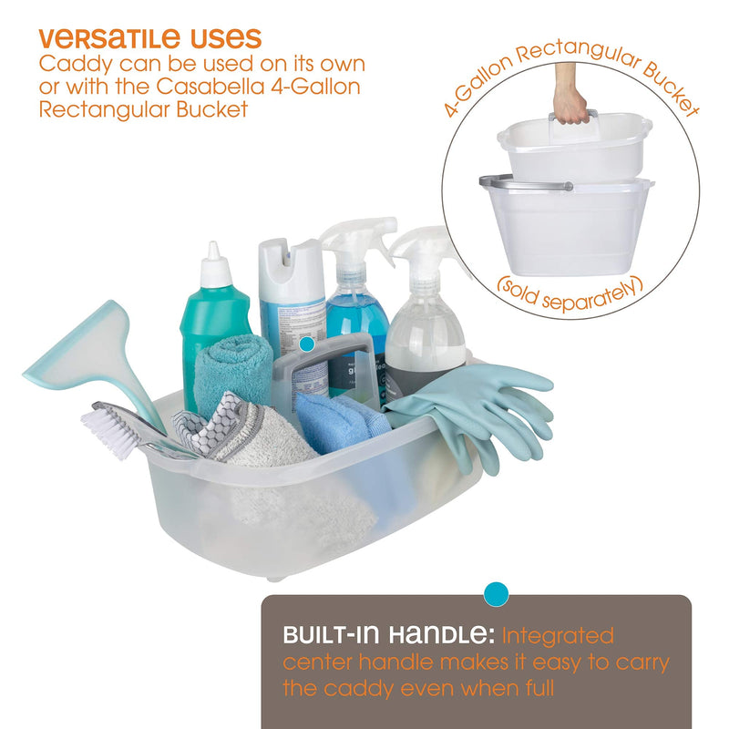 Casabella Cleaning Handle Bucket, Clear/Silver Rectangular Storage Caddy, Graphite, 4 gallons, Translucent 4 Gallon Caddy - NewNest Australia