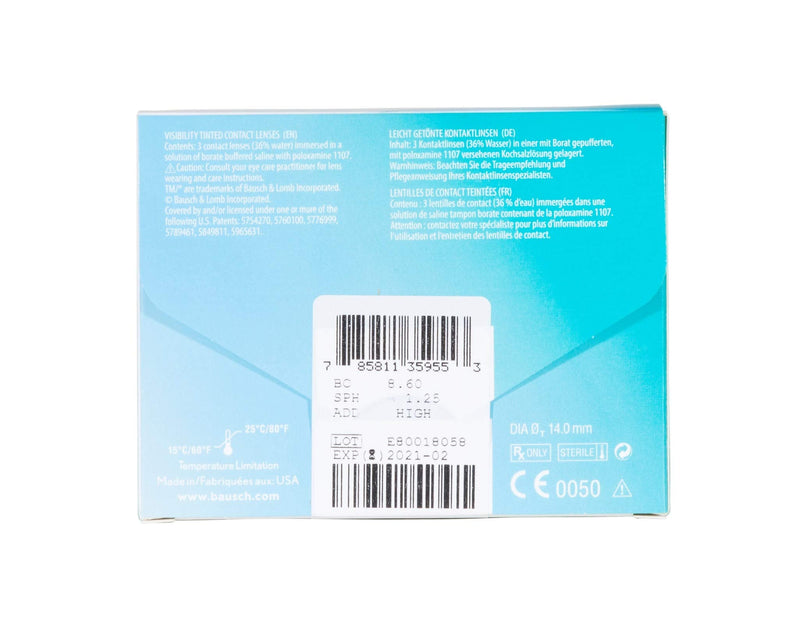 Bausch + Lomb PureVision 2 for Presbyopia monthly lenses, very thin progressive contact lenses, soft, pack of 3 BC 8.6 mm / DIA 14 / -3.75 diopters / ADD High - NewNest Australia
