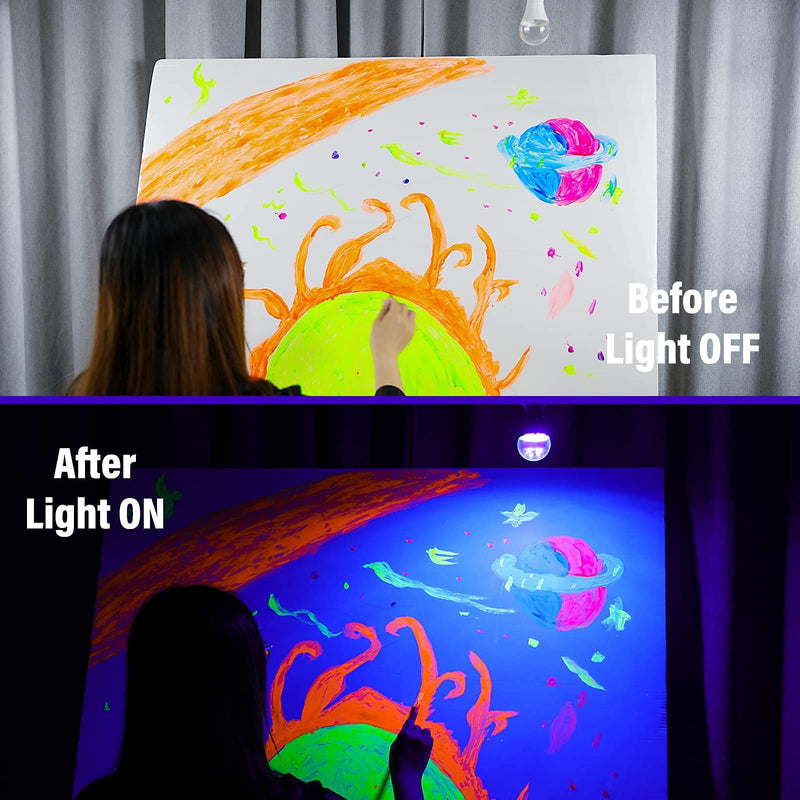 Onforu LED Black Light Bulbs 60W Equivalent, A19 E26 7W Blacklight Bulb for Glow in The Dark, Halloween Lights, 120V, Level 385-400nm, Purple Bulb for Blacklight Party, Body Paint, Fluorescent Poster - NewNest Australia