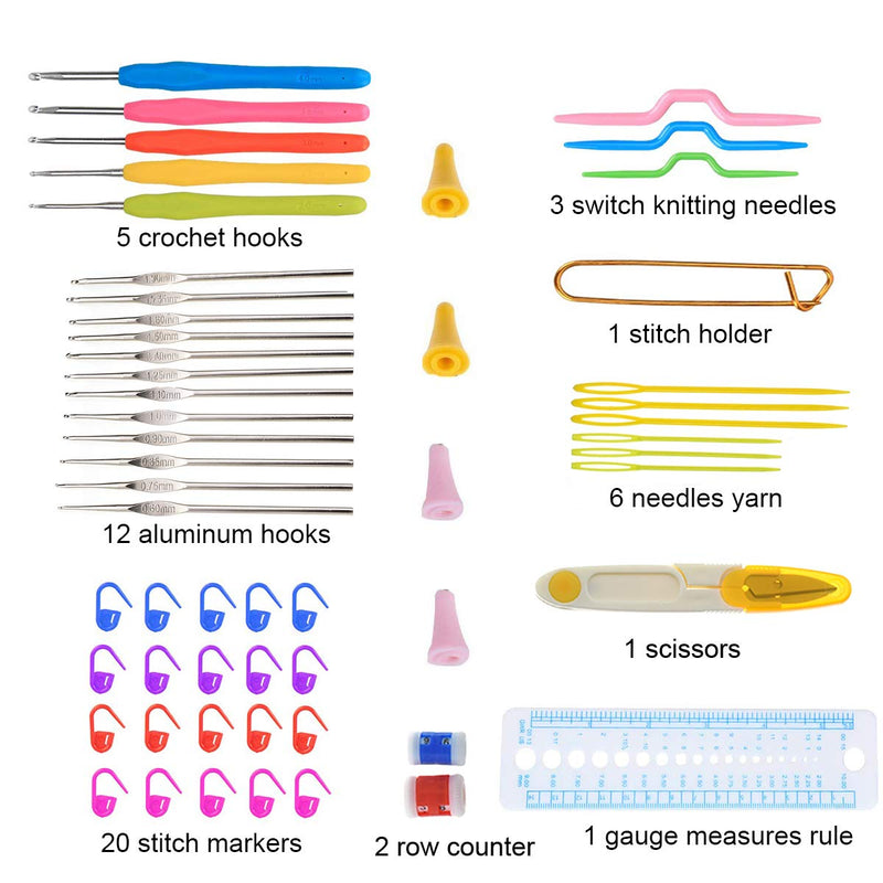 KOKNIT Knitting & Crochet Kit, 9.5" Lightweight Smooth Single Pointed Bamboo Knitting Needles, with 17 Crochet Hooks & Accessories & Elegant Storage Case, Best Gift for Beginner Peony Flower - NewNest Australia