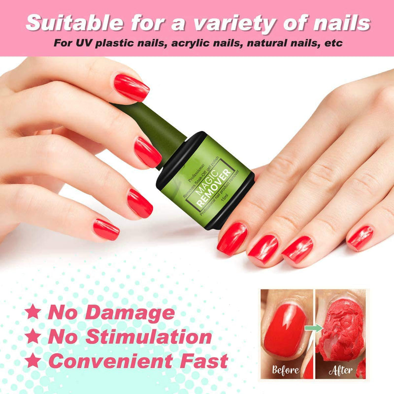 2 Pcs Magic Soak-Off Gel Nail Polish Remover, Professional Remover Nail Polish Delete Primer Acrylic Clean Degreaser For Nail Art Lacquer, Easily & Quickly (2 Pcs Nail Polish remover) - NewNest Australia