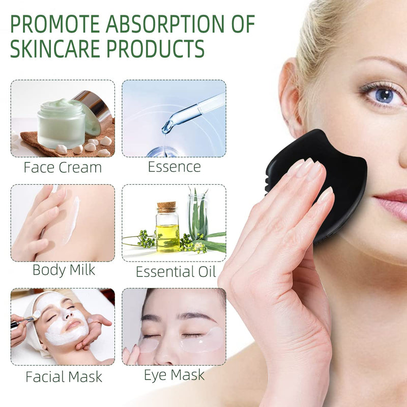 Gua Sha Massage Tool, Black Bianstone Guasha Board for Face & Body, Natural Jade Stone Gua Sha Facial Tool, Face Massager for Traditional Acupuncture Therapy, Daily Anti-Aging Health & Skin Care Tool Black-a - NewNest Australia