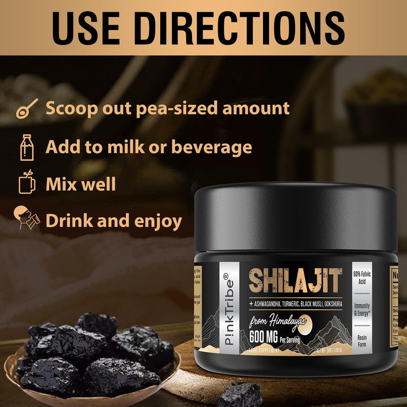 Shilajit Resin Gold Standard Shilajit - 600 mg Himalayan Shilajit mixture with Ayurvedic herbal extracts, high content of fulvic acid, supports energy and performance, 30 g (pack of 1) 30 g (pack of 1) - NewNest Australia