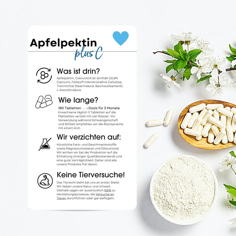 Fair & Pure® - apple pectin with vitamin C & calcium - vegan - natural fiber - 180 tablets - without magnesium stearate - NewNest Australia