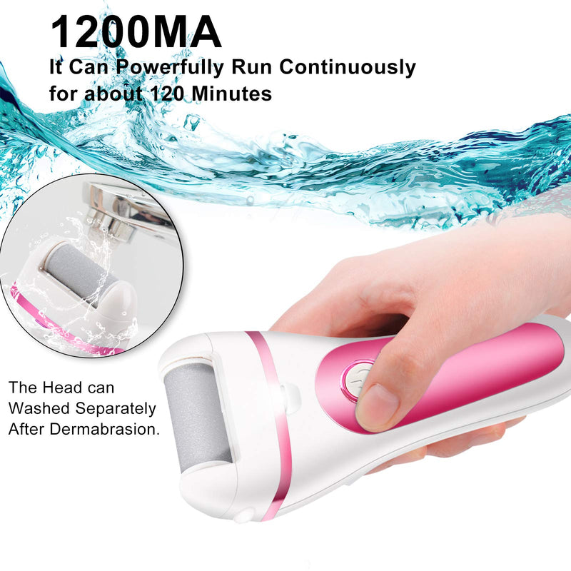 ZOUYUE Electric Foot File Pedicure Kit,Rechargeable Waterproof Hard Skin Remover with 3 Rollers and 2 Speeds,Stainless Steel Foot Care Gift Set for Dry Dead Cracked Feet and Dead Skin (Pink) Pink - NewNest Australia