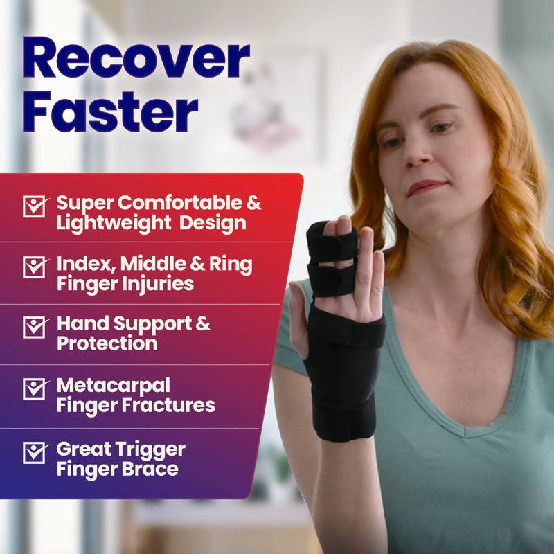 Trigger Finger Splint Finger Brace – Supports Two or Three Fingers. Help Broken Fingers Hand Contractures, Arthritis, Tendonitis, Mallet Fingers or Hand Splint for Metacarpal Fractures (Left - S/M) Left - Small/Med - NewNest Australia